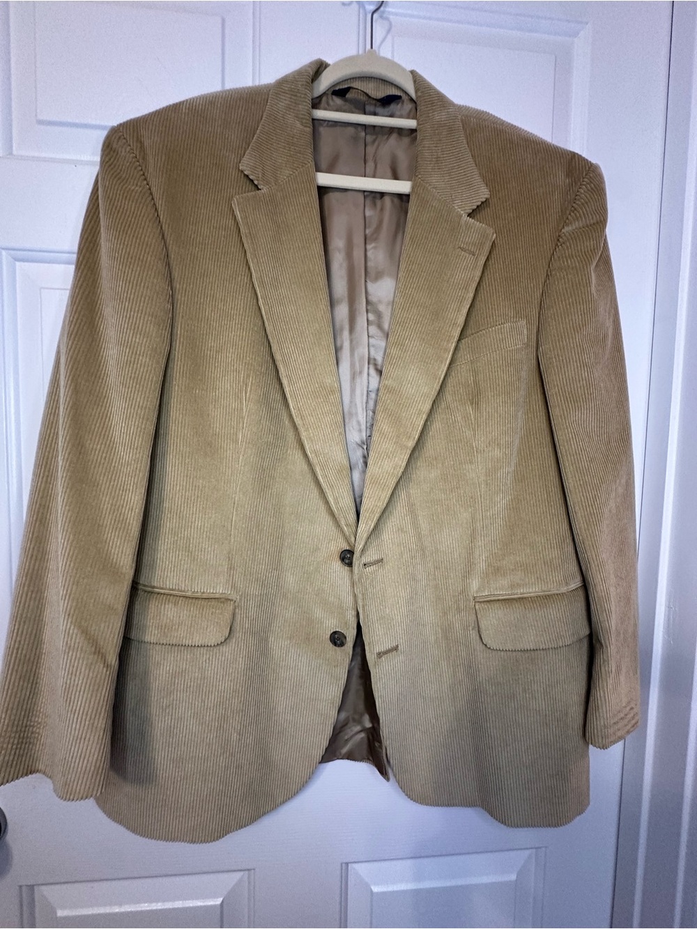 Lands' End Mens Corduroy Blazer Sports Jacket Two-Button Tailored Fit Tan 46R